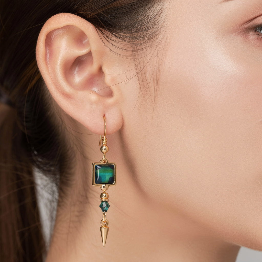 Emerald Elegance Earrings 1.25"