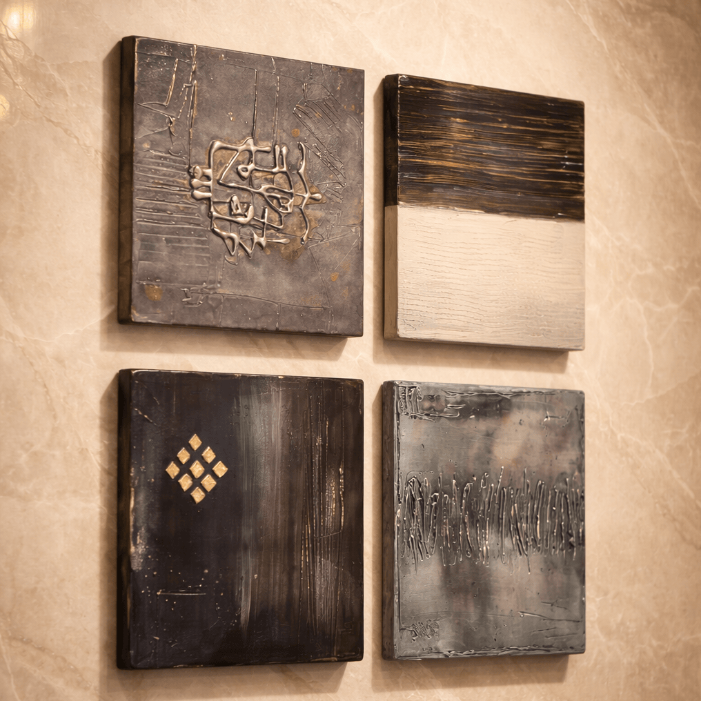 Silent Quartet - 4-Piece Metal Wall Art Set 9"x9" Each