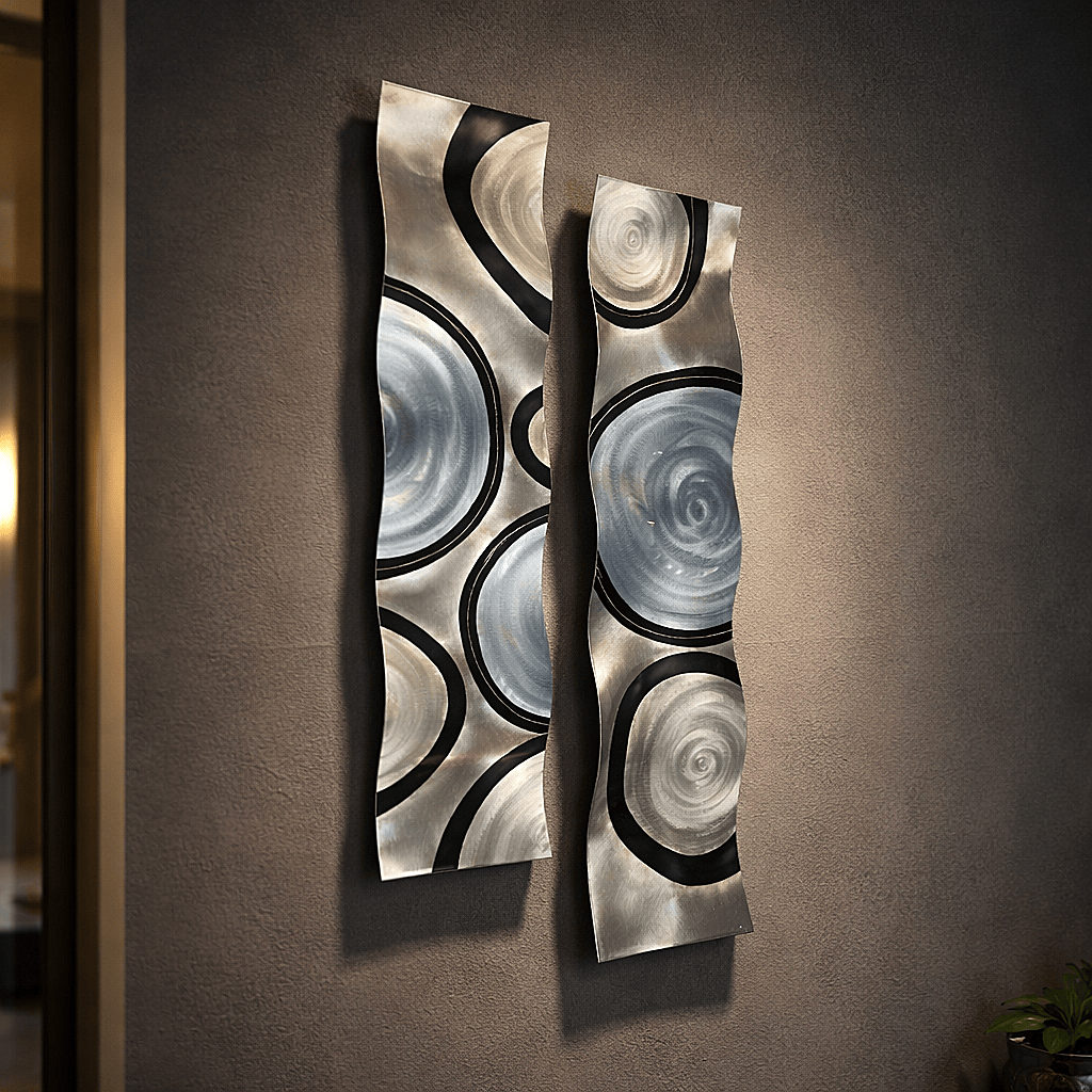 Lunar Circles - 2 Metal Wall Art 10"x36" each