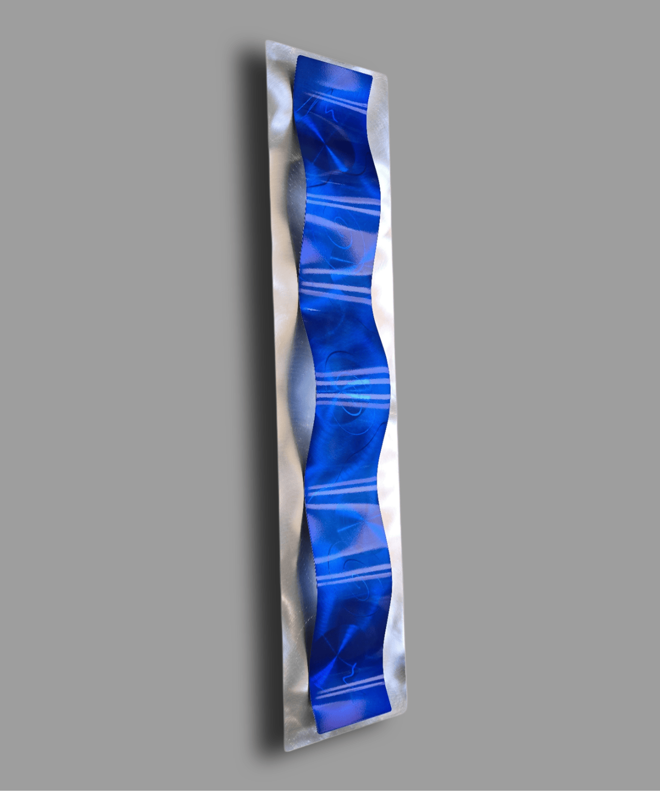 Cobalt Tide - Metal Wave Wall Art 10"x46"