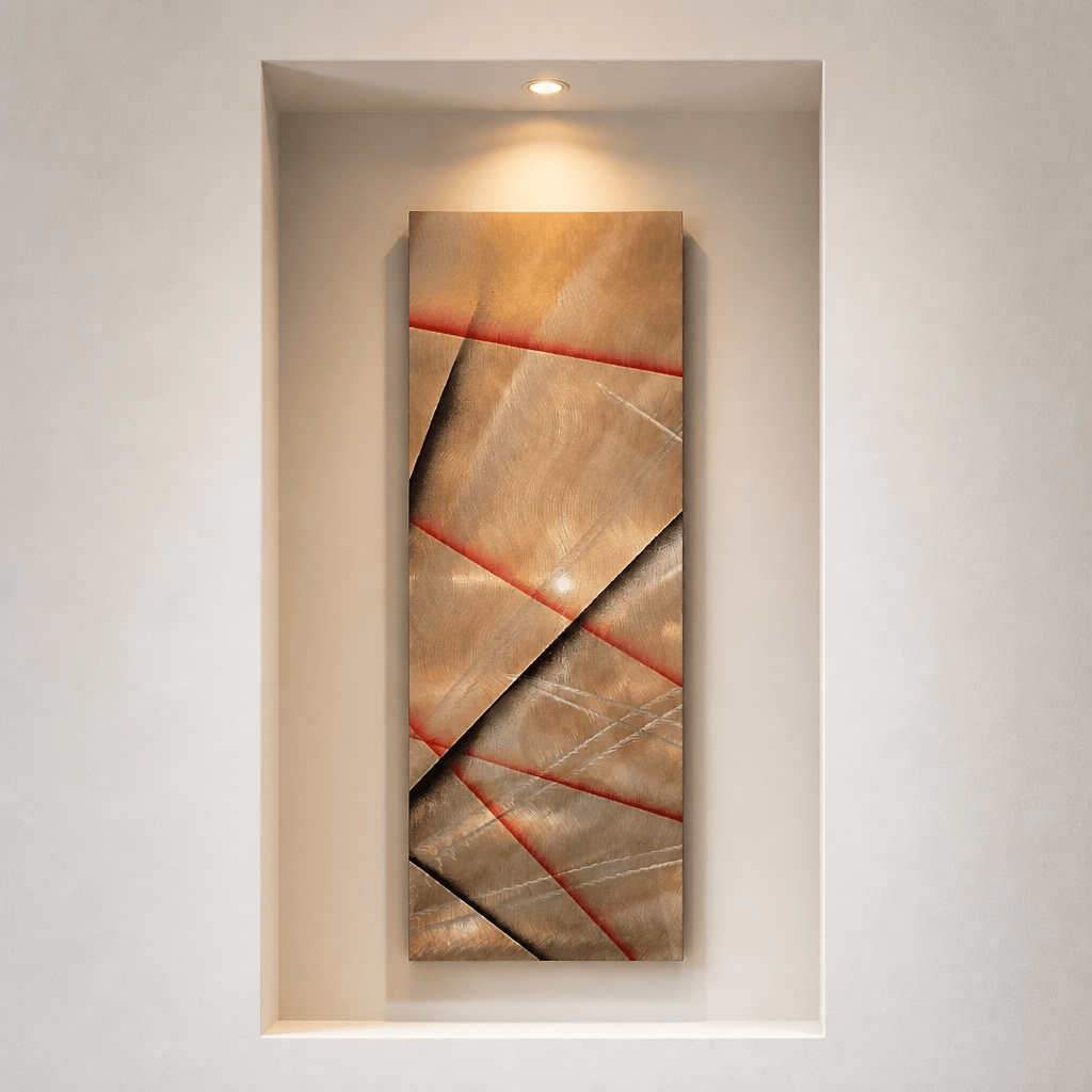 Crimson Fold - Metal Wall Art 9"x24"
