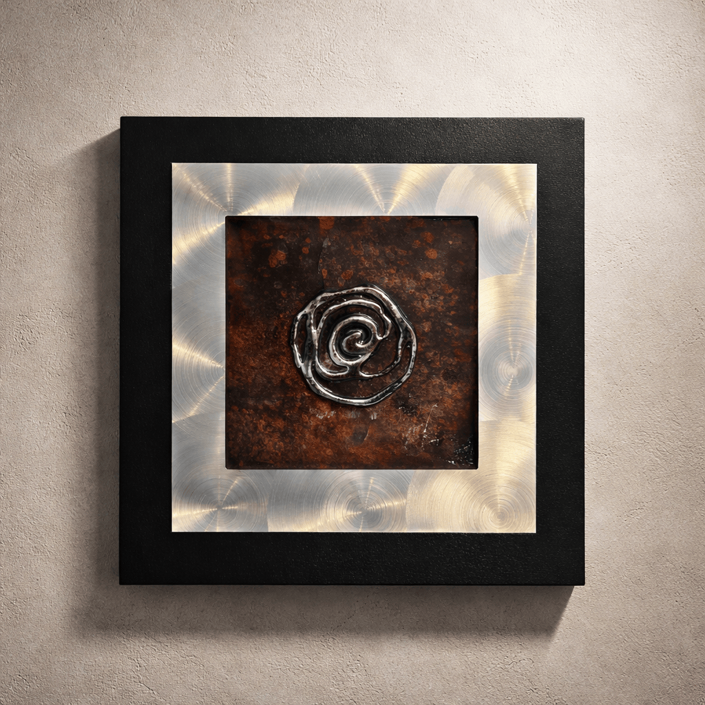 Ancient Spiral - Mixed Media Metal Wall Art 12"x12"