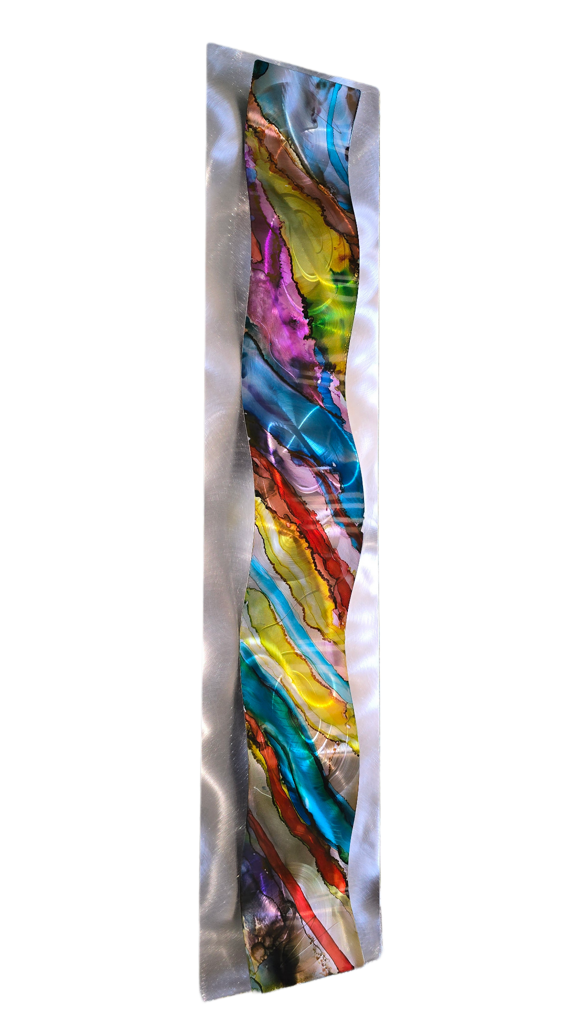 Rainbow Drift - Metal Wave Wall Art 47"x10"