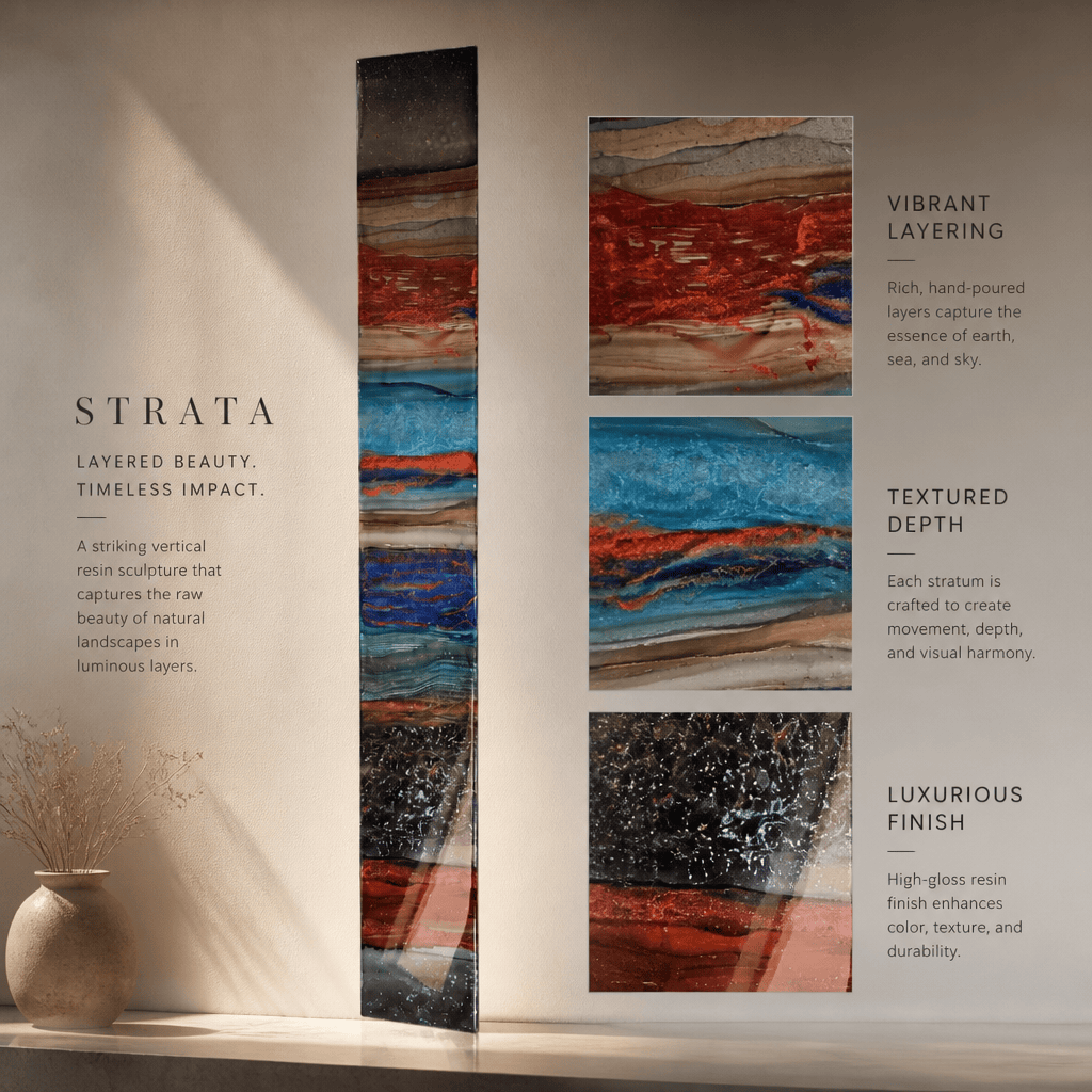 Strata Horizons - Metal Wall Art 6"x46"