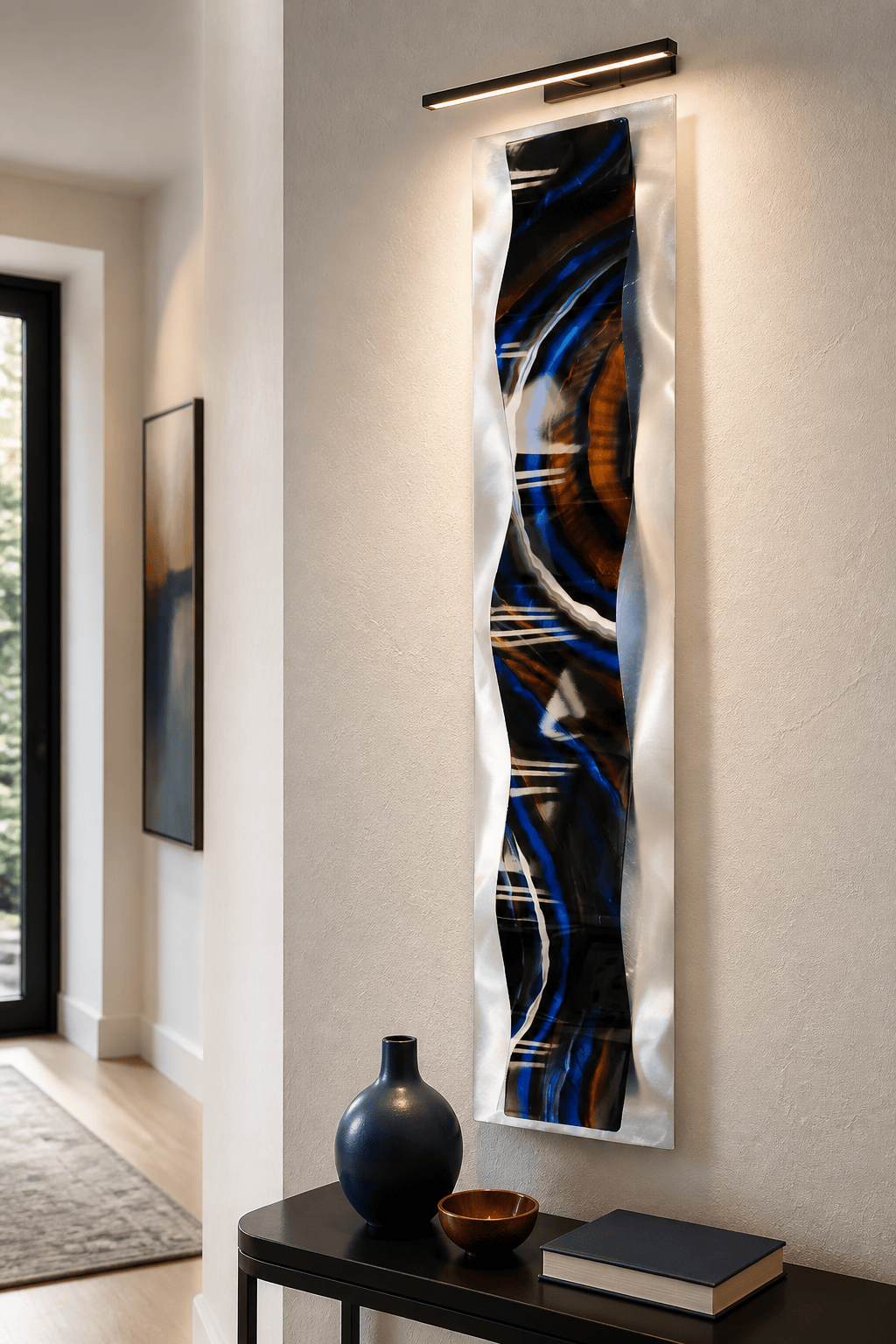 Midnight Indigo - Metal Wave Wall Art 10"x47"
