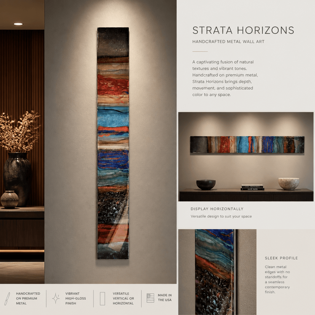 Strata Horizons - Metal Wall Art 6"x46"