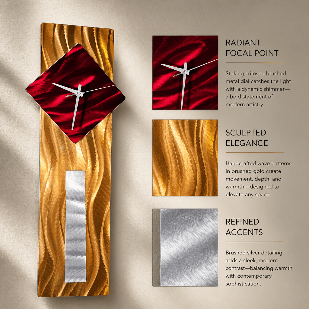 Crimson Tide - Metal Wall Clock 8"x24"