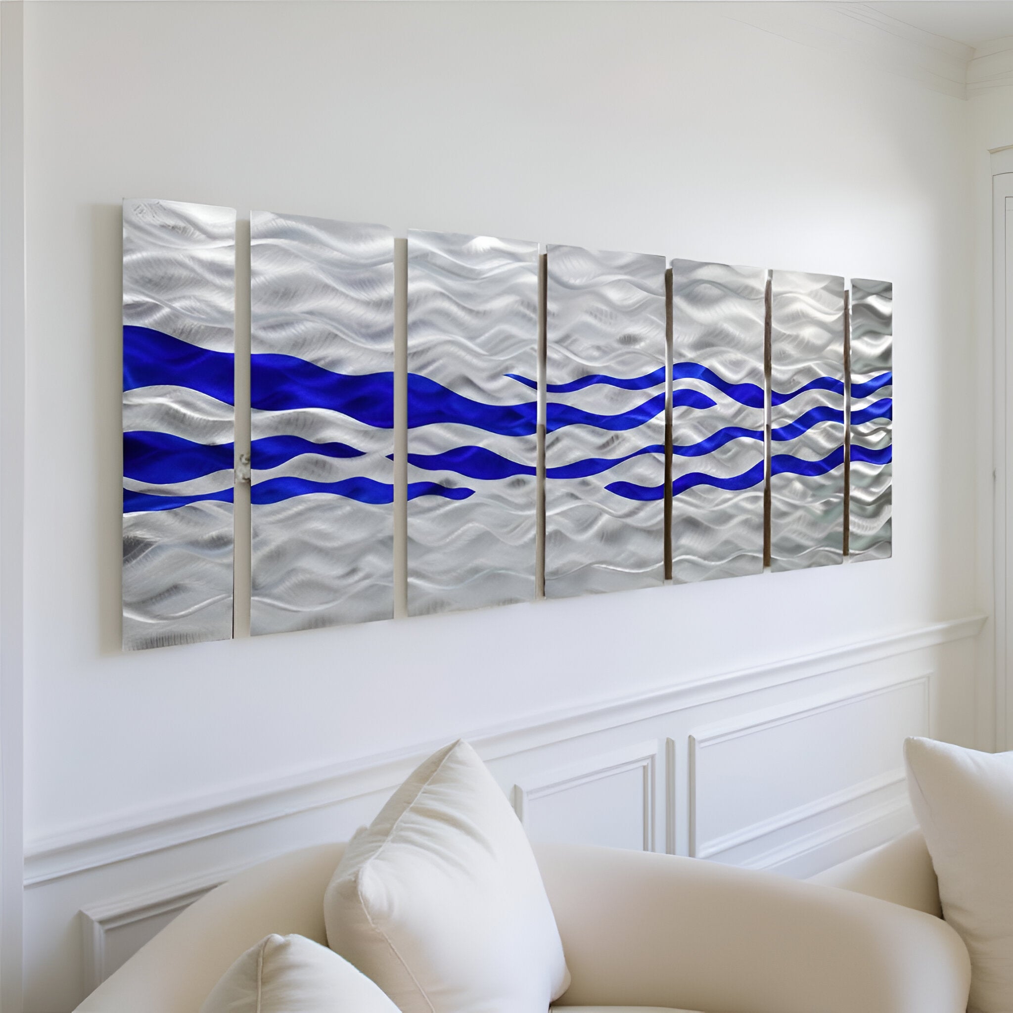 Infinite Waves - 7-Panel Metal Wall Art 68"x24"