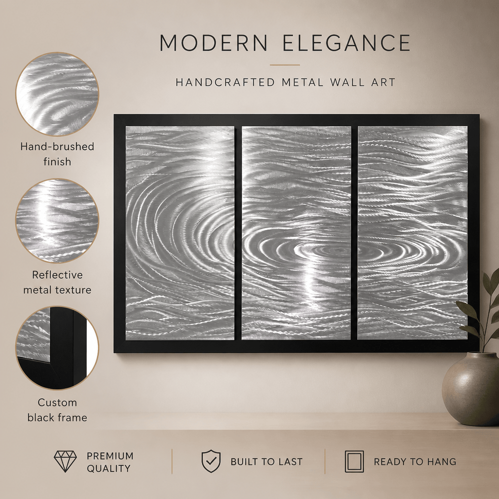 The Confluence - Three-Panel Brushed Aluminum Wall Art 27"x40"