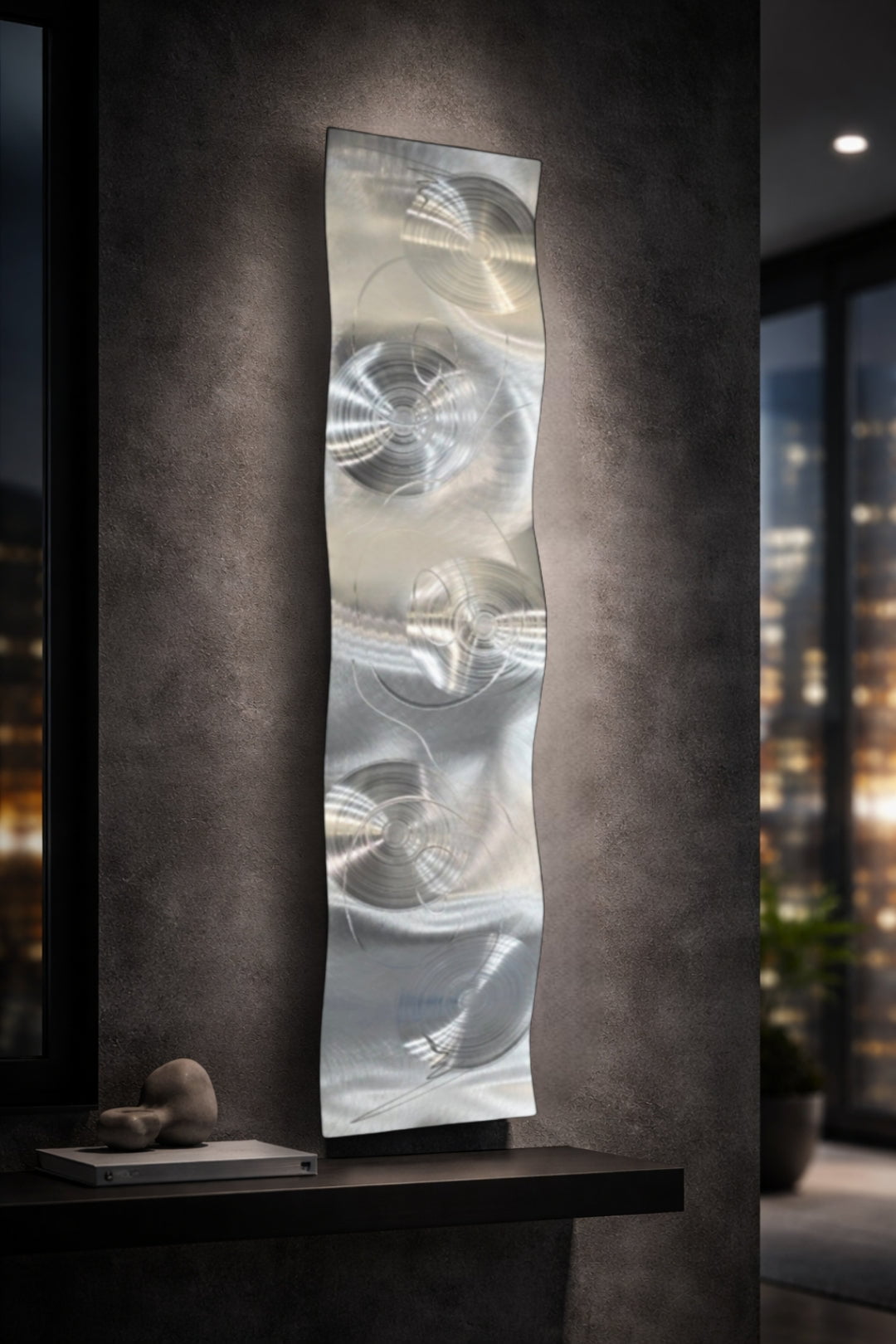 Spiral Resonance - Metal Wave Wall Art 10"x46"