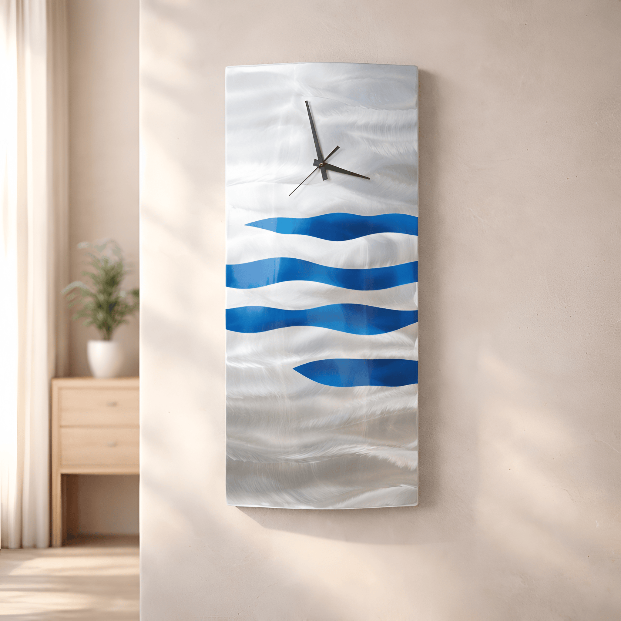 Azure Tide - Metal Wall Clock 12"x24"