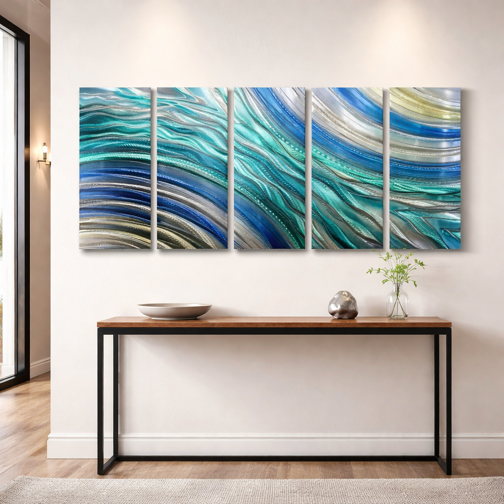 Coastal Reverie - 5-Panel Metal Wall Art (wav 206)