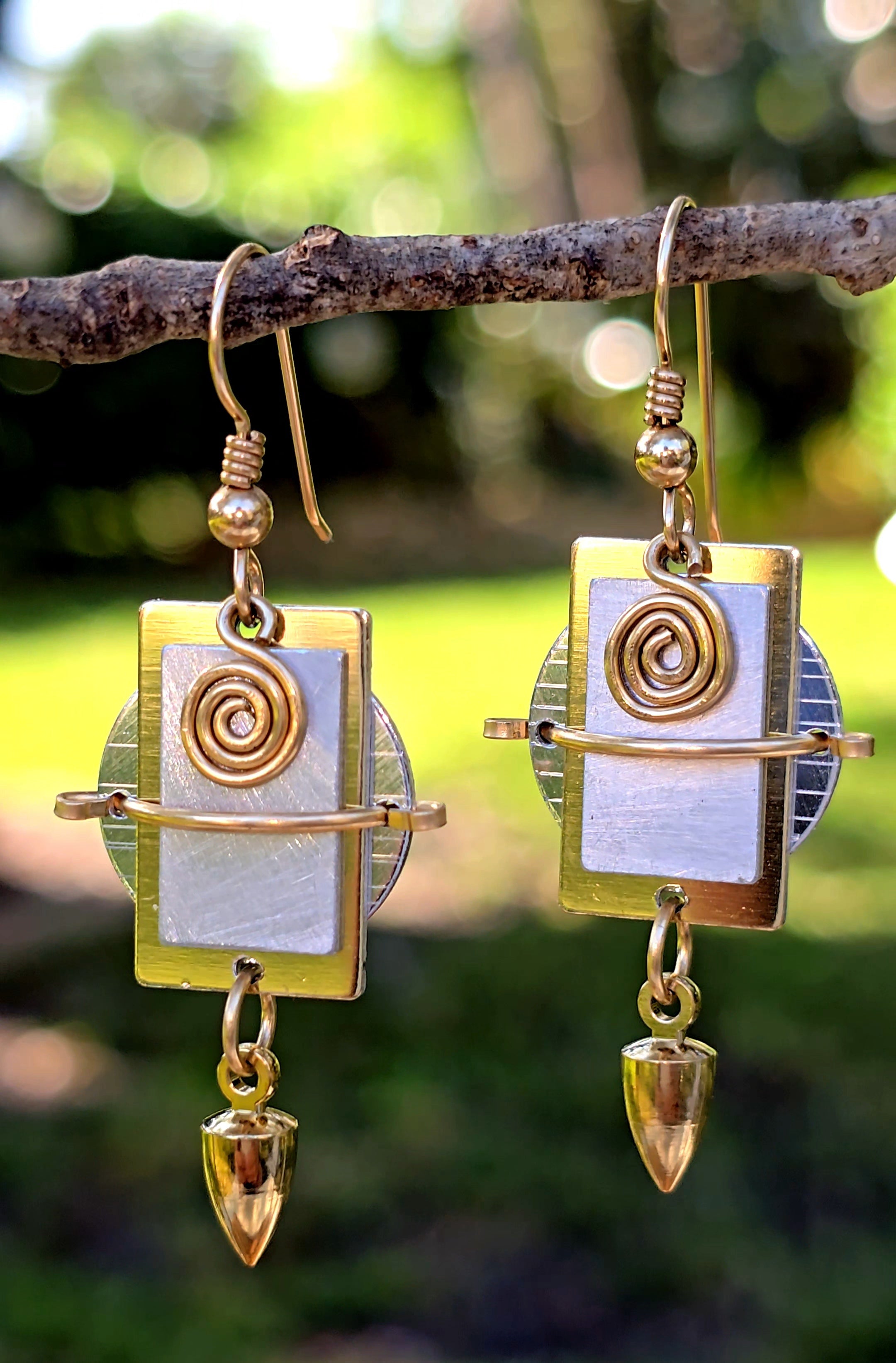 Celestial Spiral Dangle Earrings 2"