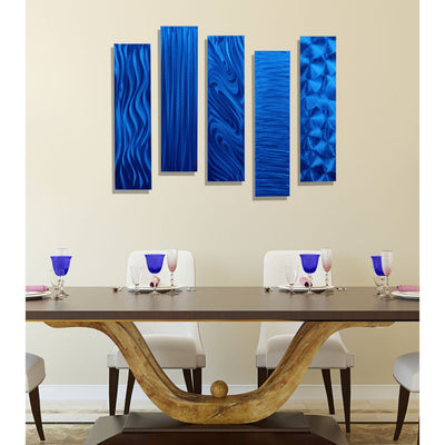Statements2000 Blue Metal Wall Sculptures Home Decor Modern Metal Wall Art Accent Set of 5 Abstract Panels - 5 Easy Pieces Blue by Jon Allen