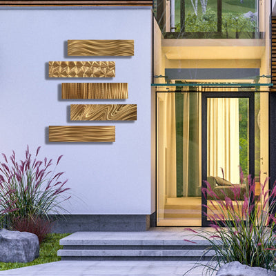 Statements2000 Copper Metal Wall Sculptures Home Decor - Modern Metal Wall Art Accent Set of 5 - Abstract Panels by Jon Allen