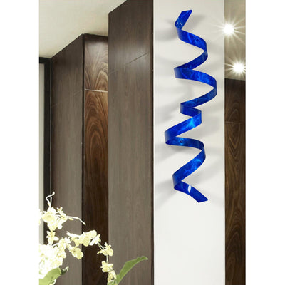 Statements2000 3D Abstract Metal Wall Art Wall Sculpture - Blue Wall Twist by Jon Allen