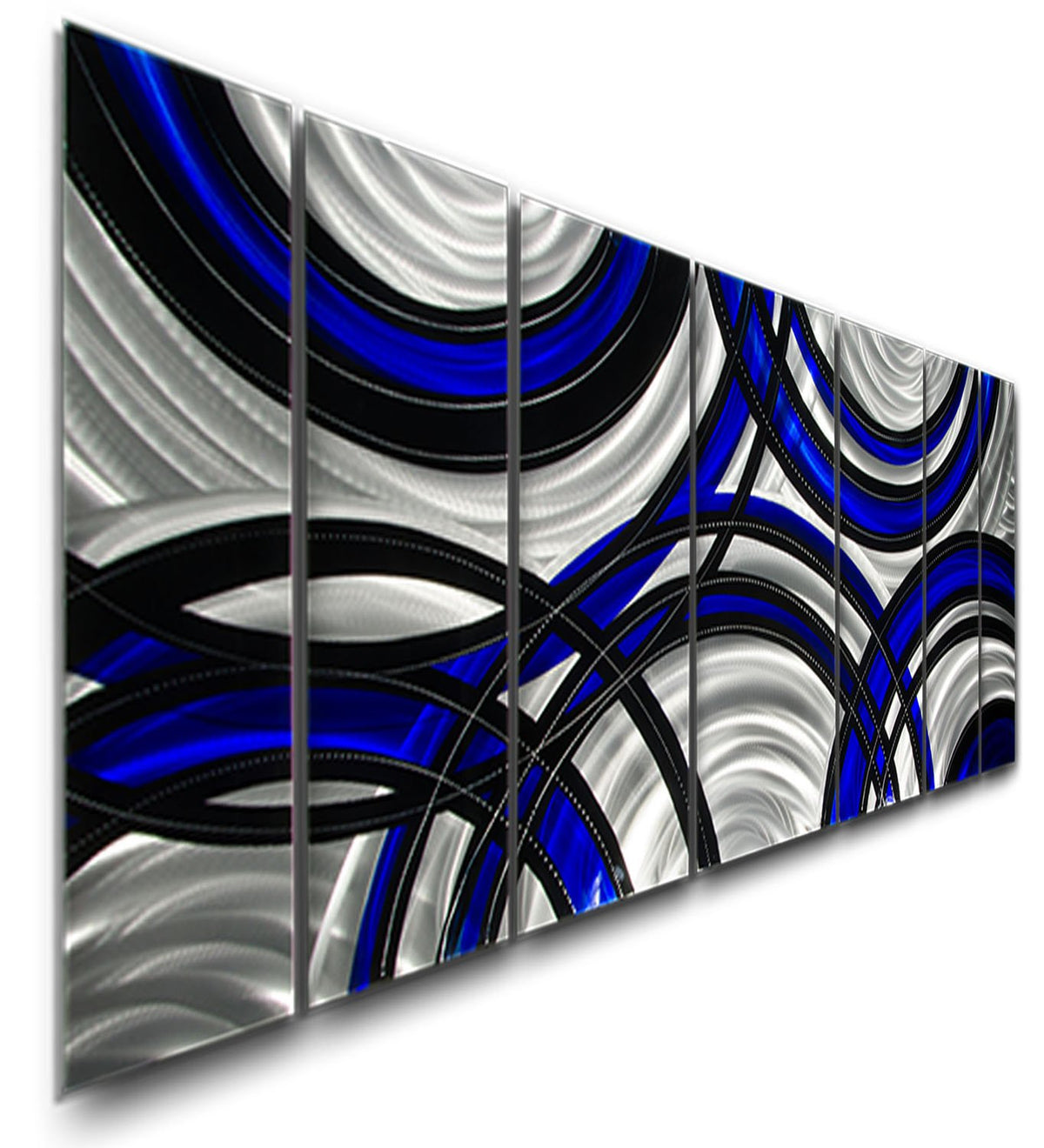 Silver Blue & Black Modern Metal Wall Art Panels by Jon Allen 