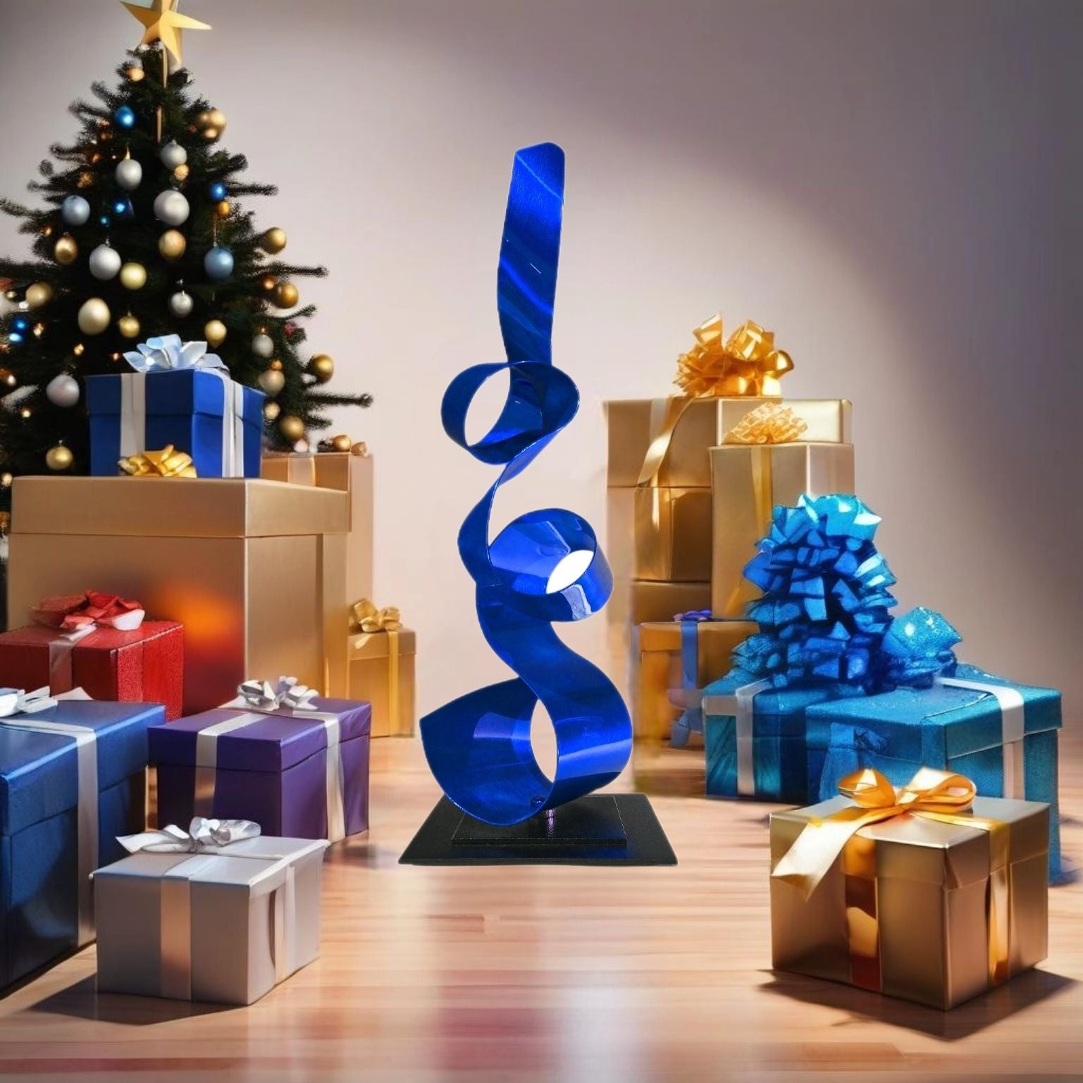 Blue Holiday Ribbon Accent