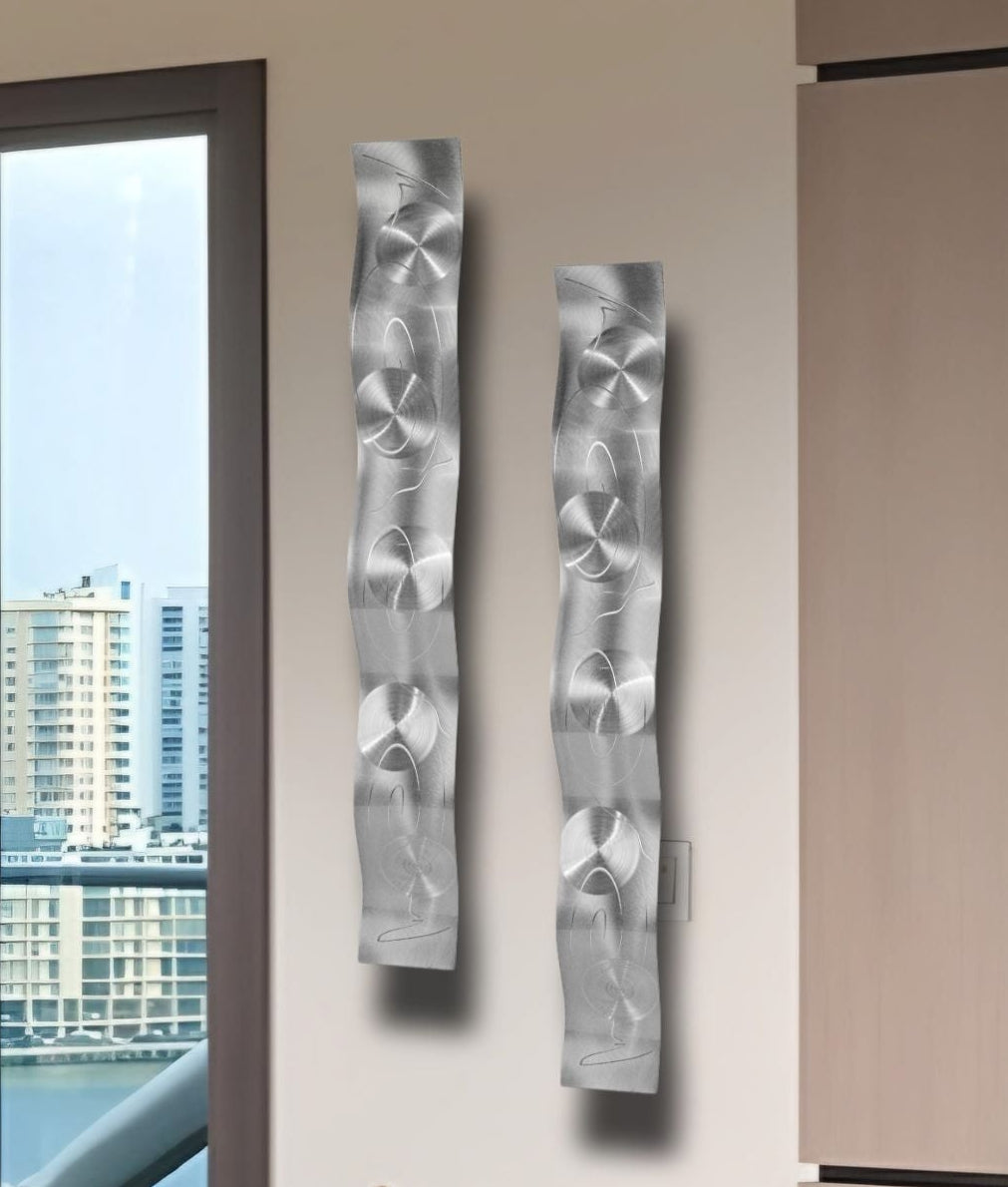 Moonlit Ripples - Metal Wave Art 46.5"x6"