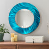 Jon Allen Signature 21"  Aqua  Handmade Metal Wall Art Beveled Mirror - Contemporary Home Decor, Easy Install, Elegant Design, Authentic & Signed