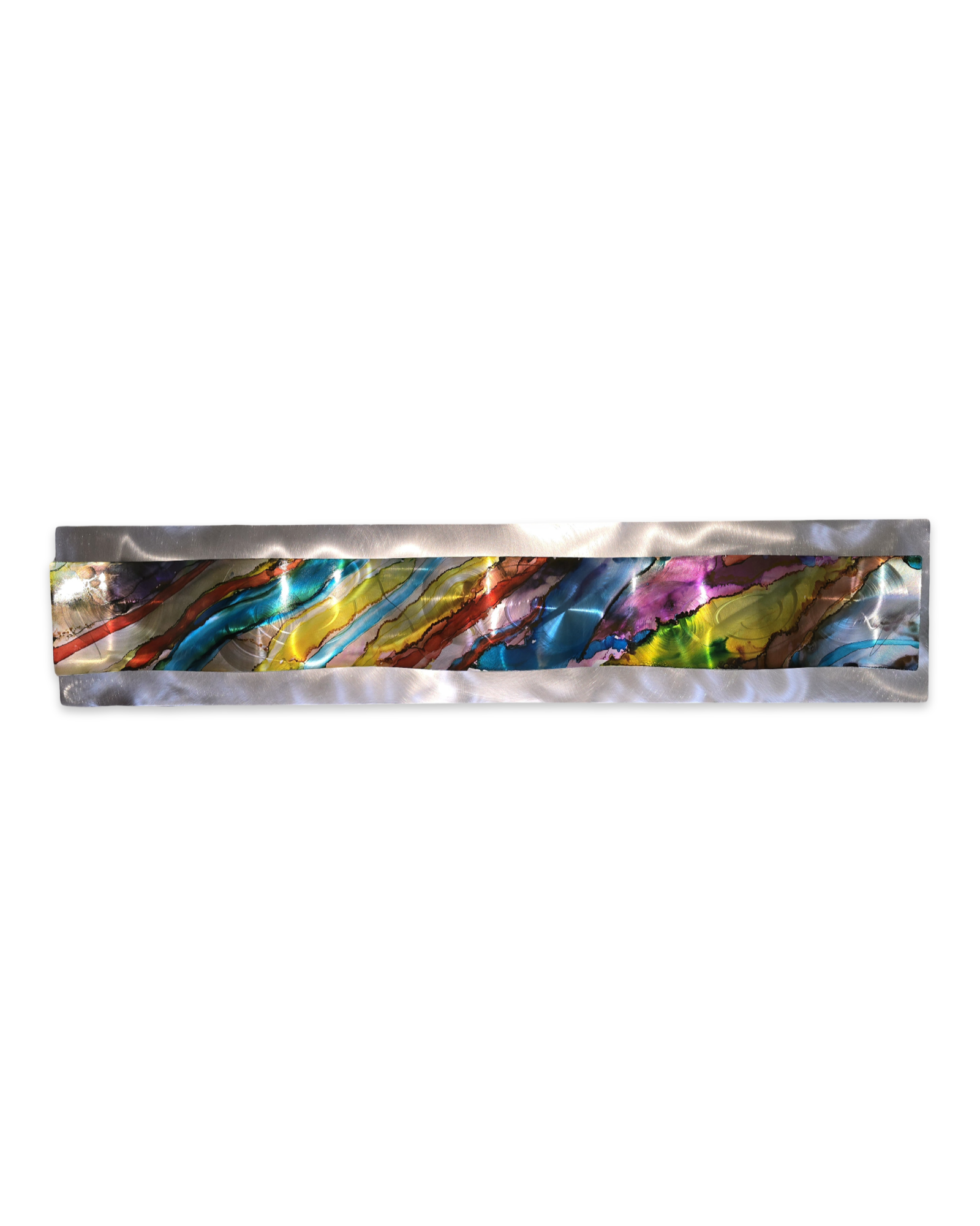 Rainbow Drift - Metal Wave Wall Art 47"x10"