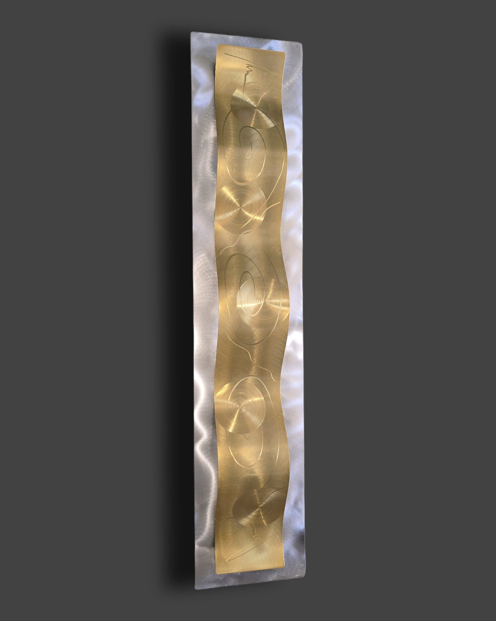Golden Orbit - Metal Wave Wall Art 10"x46"