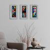 Only One ! Multicolor Abstract Painting Set of 3 Each Panel 13" x 6.5" x 2" Metal Art by Jon Allen   - 109-1_109-2_109-3