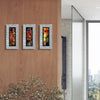 Only One ! Multicolor Abstract Painting Set of 3 Each Panel 13" x 6.5" x 2" Metal Art by Jon Allen   - 112-1_112-2_112-3
