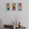 Only One ! Multicolor Abstract Painting Set of 3 Each Panel 13" x 6.5" x 2" Metal Art by Jon Allen   - 130-127-128