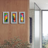 Only One ! Multicolor Abstract Painting Set of 3 Each Panel 13" x 6.5" x 2" Metal Art by Jon Allen   - 130-127-128