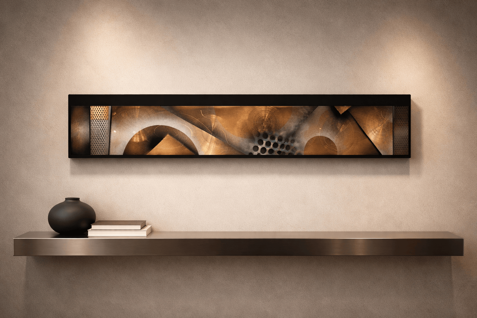 Golden Convergence - Metal Wave Art 9"x52"