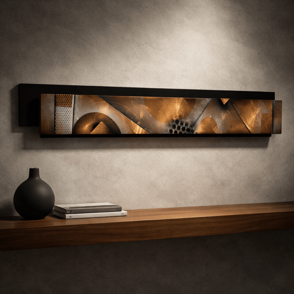 Golden Convergence - Metal Wave Art 9"x52"