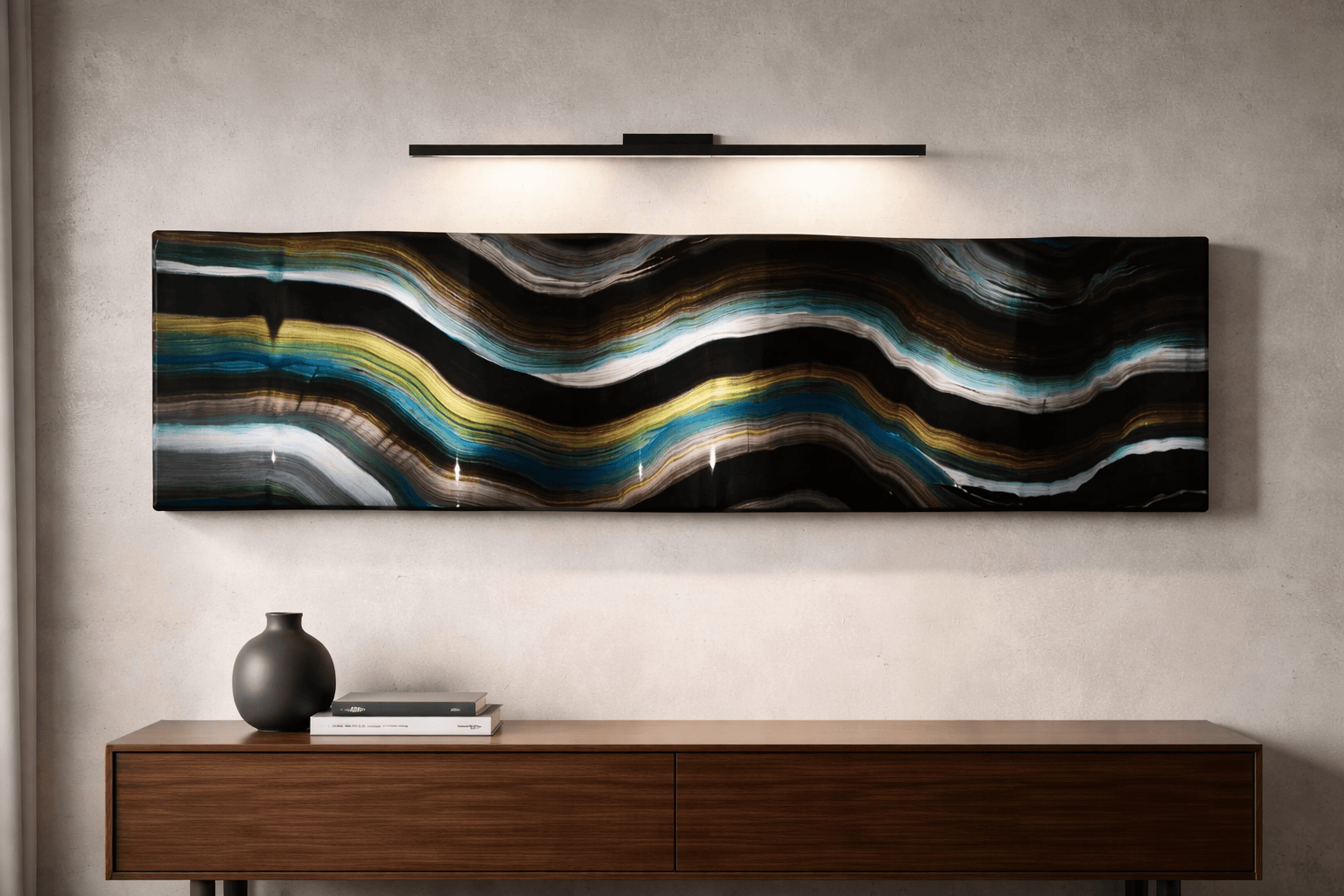 Midnight Tides - Metal Wave Art 10"x46"