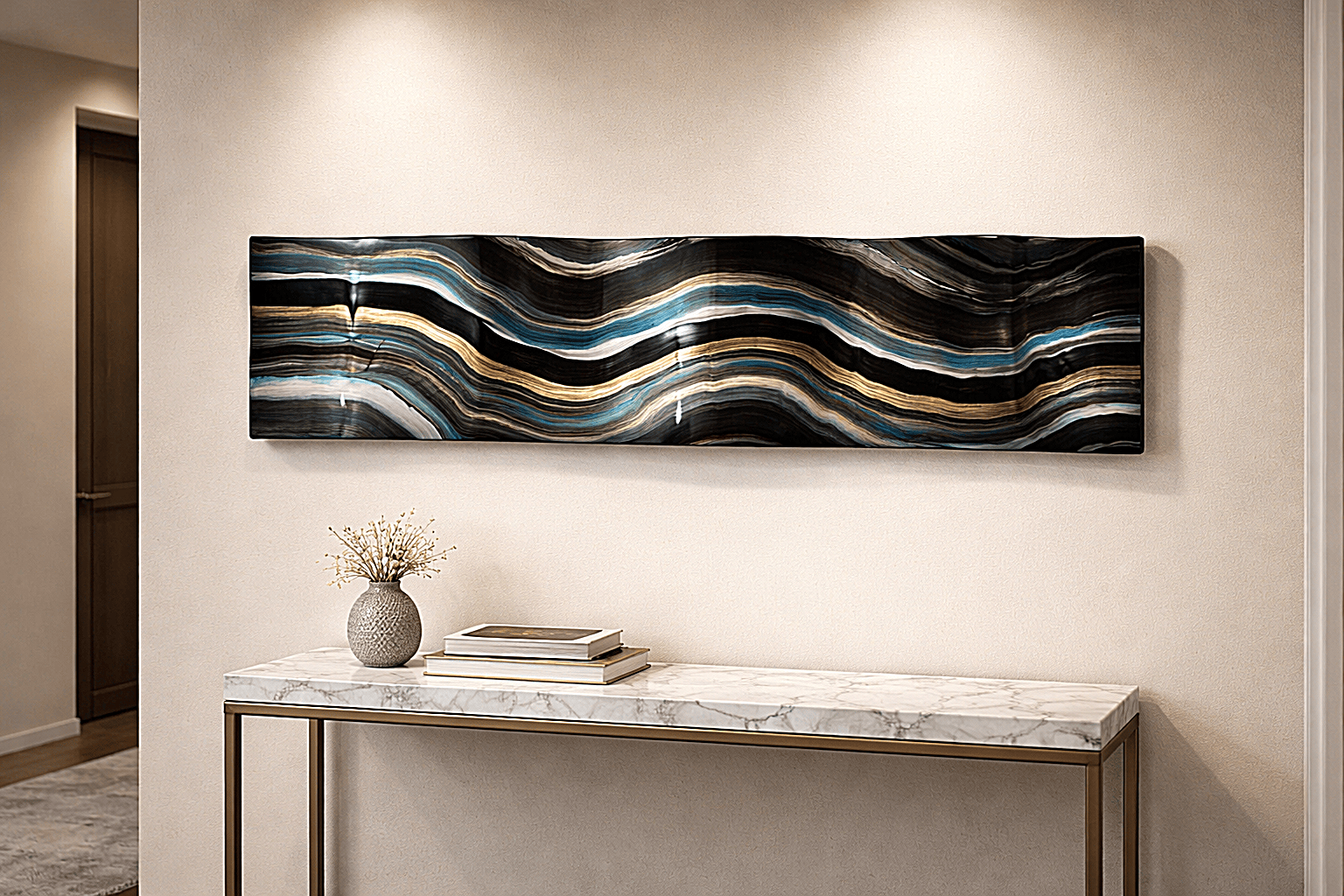 Midnight Tides - Metal Wave Art 10"x46"