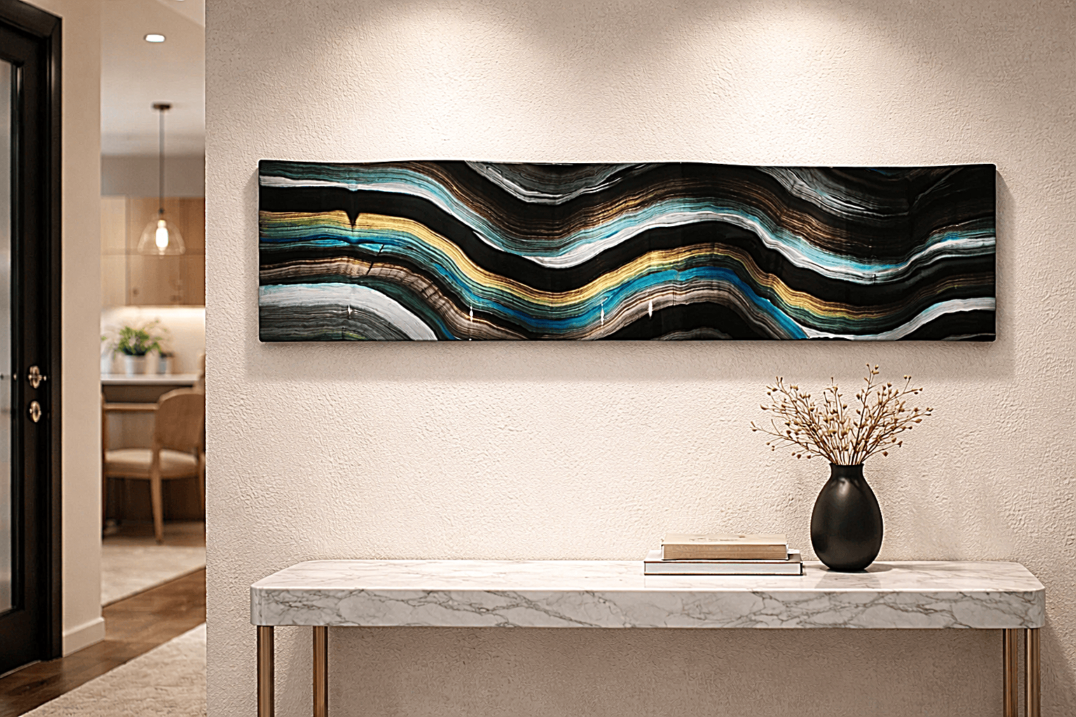 Midnight Tides - Metal Wave Art 10"x46"