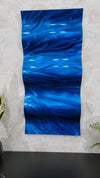 Only One! Blue Abstract Painting 34" X 16"  Metal  Art by Jon Allen - SHORT WAVE 6