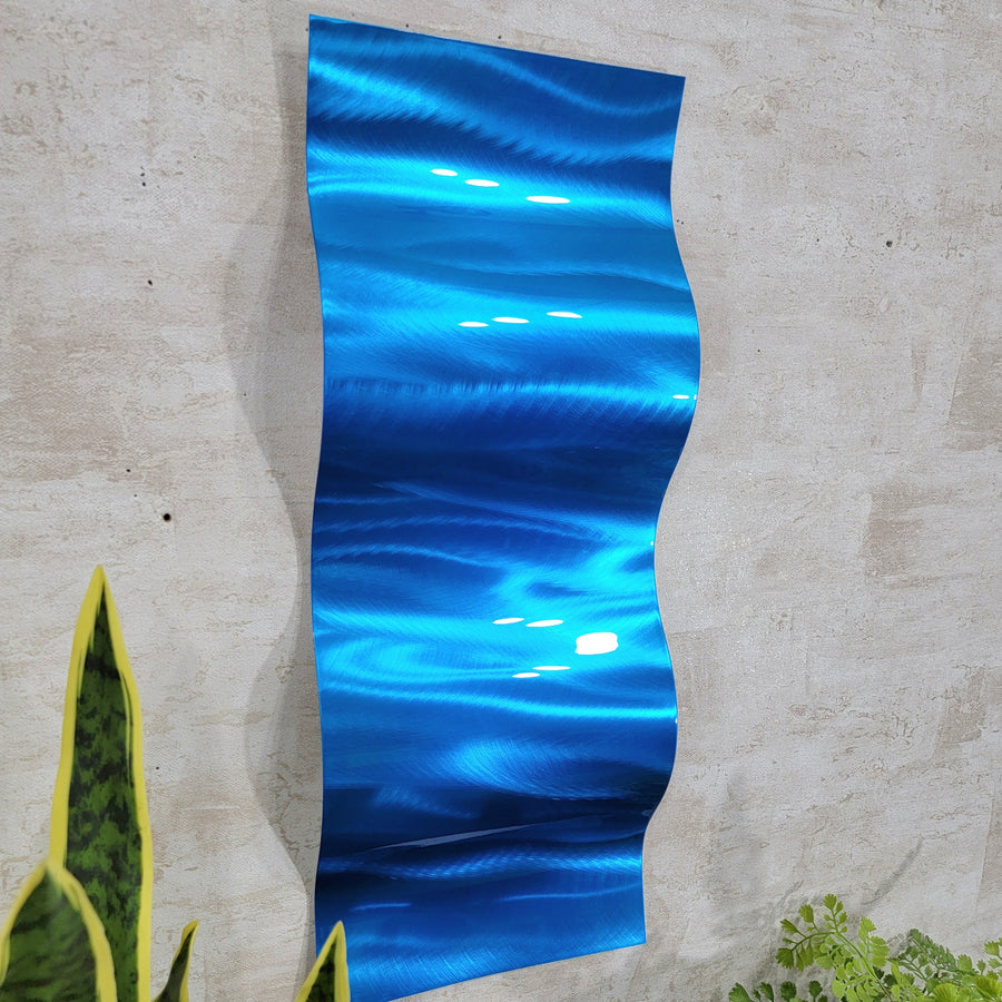 Only One! Blue Abstract Painting 23" x 9" x 2"  Metal  Art by Jon Allen - WAV BLUE 4