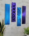 Only One! Purple and Blue  Abstract Painting Set of 4  Each Panel 24" x 6"  Metal  Art by Jon Allen - EASY 3