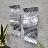 Only One!  Silver Abstract Painting Set of 2  Each Panel 23" x 10"  Metal  Art by Jon Allen - WAV 231