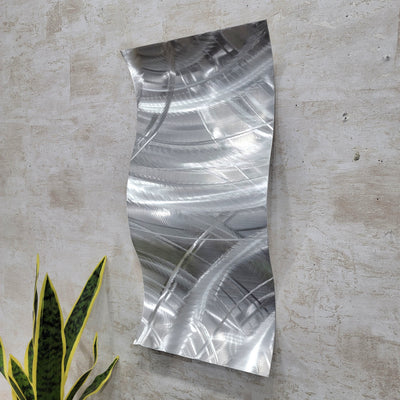 Only One!  Silver Abstract Painting 23" x 11" x 2"  Metal  Art by Jon Allen - WAV 232