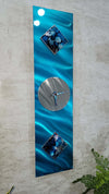 Only One! Blue and Silver  Clock 24" x 6" x 2" Metal Art by Jon Allen - CLK 281