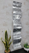 Only One!  In Silver Color Abstract Painting  46"x 10" x 2"  Metal  Art by Jon Allen - HARMONIC WAVE