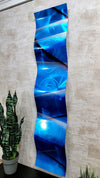 Only One! Blue Abstract Painting 46" x 10" x  3"  Metal  Art by Jon Allen - WAV 244