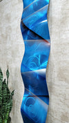 Only One! Blue Abstract Painting 46" x 10" x  3"  Metal  Art by Jon Allen - WAV 244