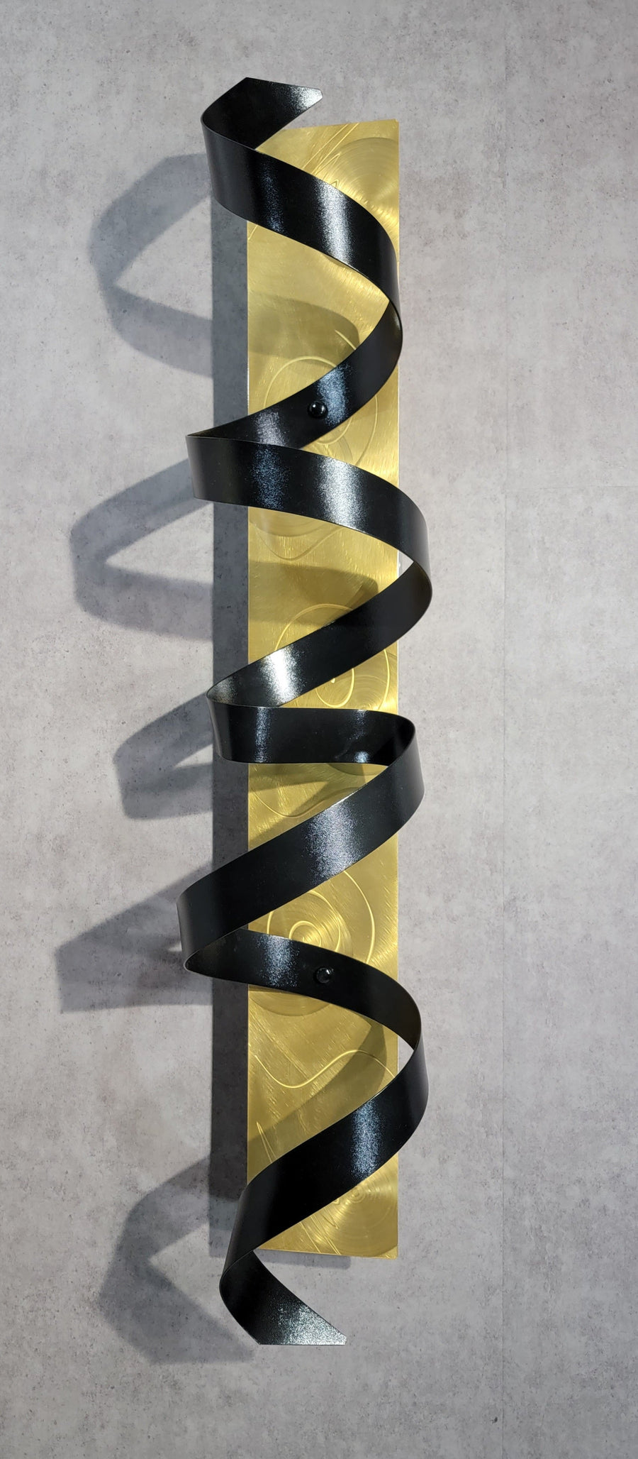 Only One!  Black and Yellow  Color Abstract Metal Sculpture - 46" x 9"   KNIGHT 2
