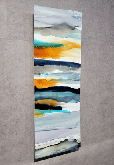 Only One!  Multicolor Abstract Painting   34" x 18" x 2" Metal by Jon Allen - GEM W56