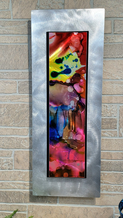 Only One!  Multicolor Abstract Painting    32" x 12" x 2" Metal by Jon Allen - GEM 155