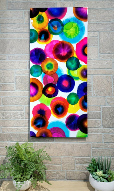 Only One!  Multicolor Abstract Painting  36" x 16" x 2"  Metal by Jon Allen - NL 25