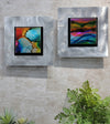 Only One!  Multicolor Abstract Painting  Set of Two   12" x 12" x 2" Metal by Jon Allen - NL 30