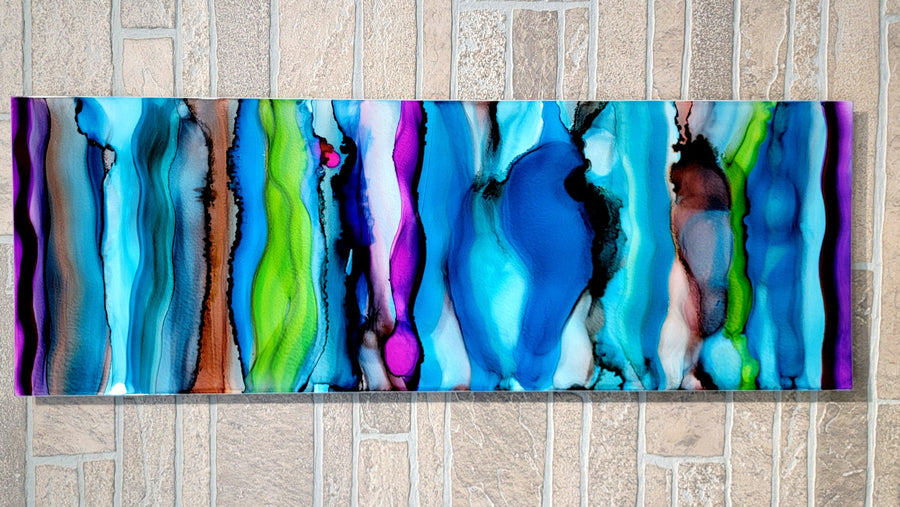 Colorful Unique 36" x 12" x 2" Hand-Painted Multicolor Painting - Cool Abstract Painting - Metal Wall Art - Trending Home Decor for Living Rooms, Bedrooms, and Offices - Modern Home Decor - Metal Artwork - Vivid Dreamscape